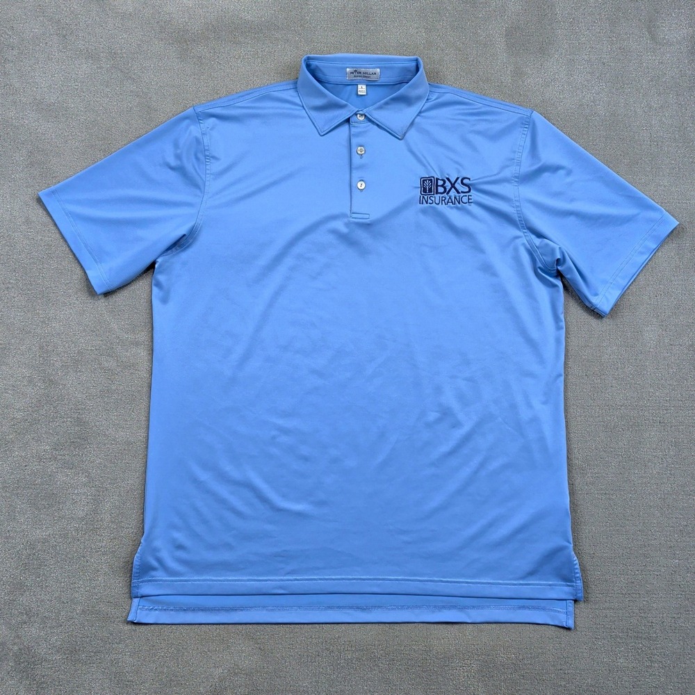 Peter Millar Polo Mens Large Light Blue Summer Comfort Performance BXS Insurance